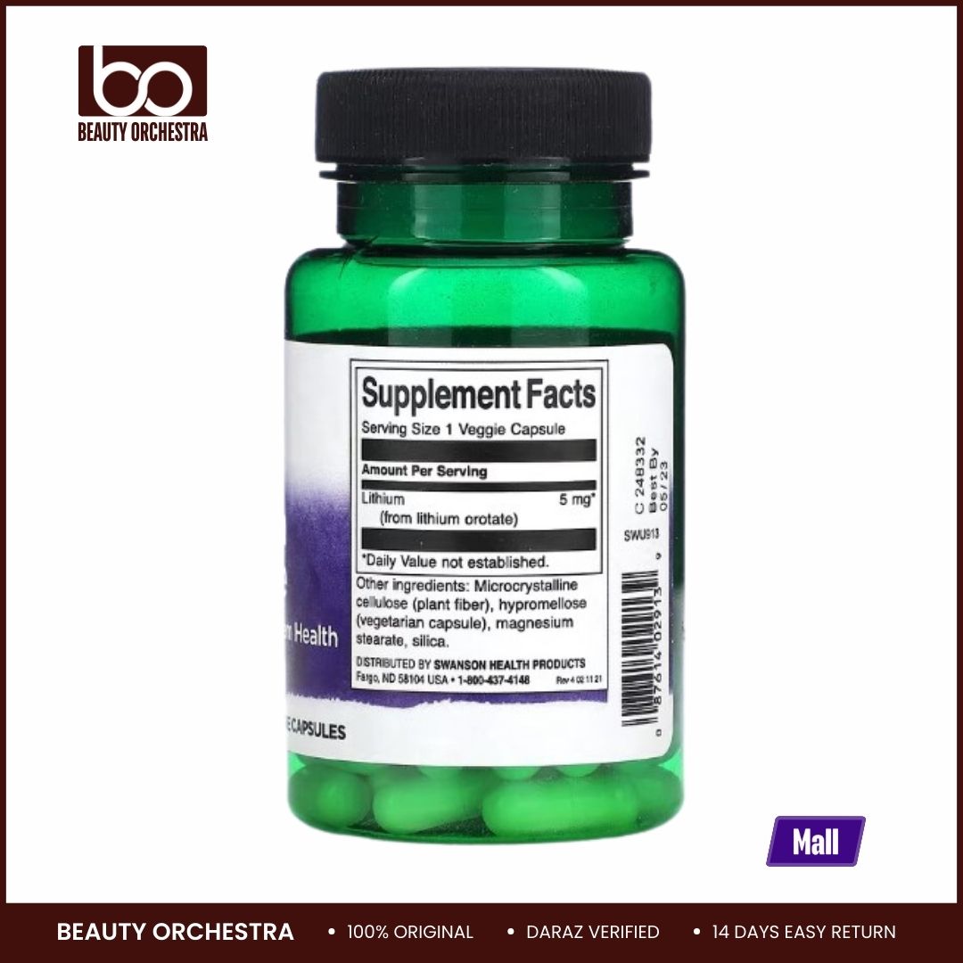 Picture of Swanson, Lithium Orotate, 5 mg, 60 Veggie Capsules