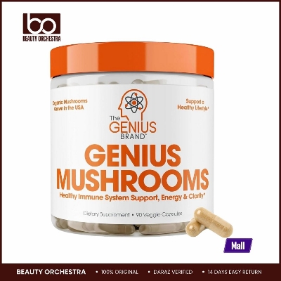 Picture of The Genius Mushroom Supplement - Lions Mane, Cordyceps, Reishi - Brain Nootropic for Energy, Focus, Overall Wellness, & Immune Support - 90 Capsules