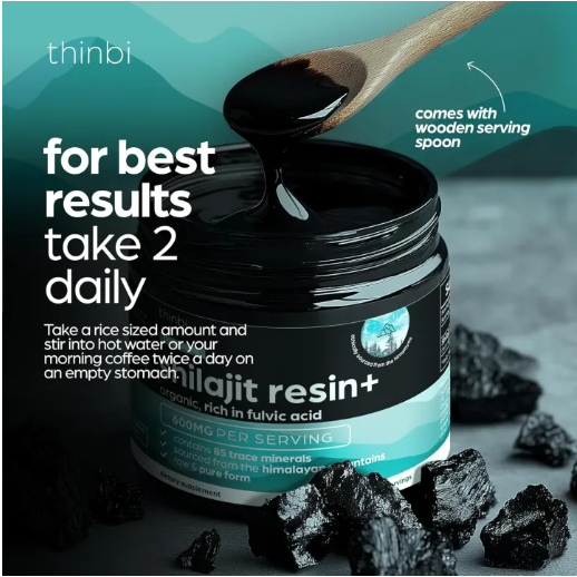 Picture of Thinbi Shilajit Resin 4oz Extra Strength – Pure Himalayan Shilajit for Men & Women, 75%+ Fulvic Acid & 85+ Trace Minerals for Energy, Immune & Metabolism Support, Lab-Tested, Better Than Gummies
