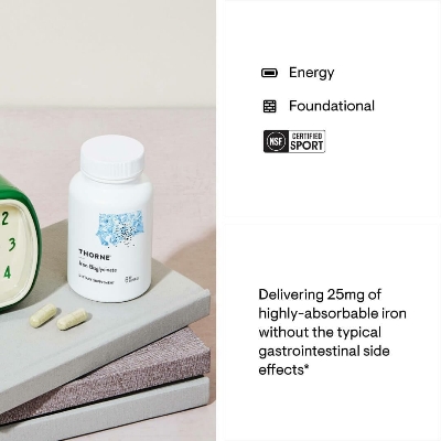 Picture of THORNE - Iron Bisglycinate - 25 mg Iron Supplement for Enhanced Absorption Without Gastrointestinal Side Effects - 60 Capsules