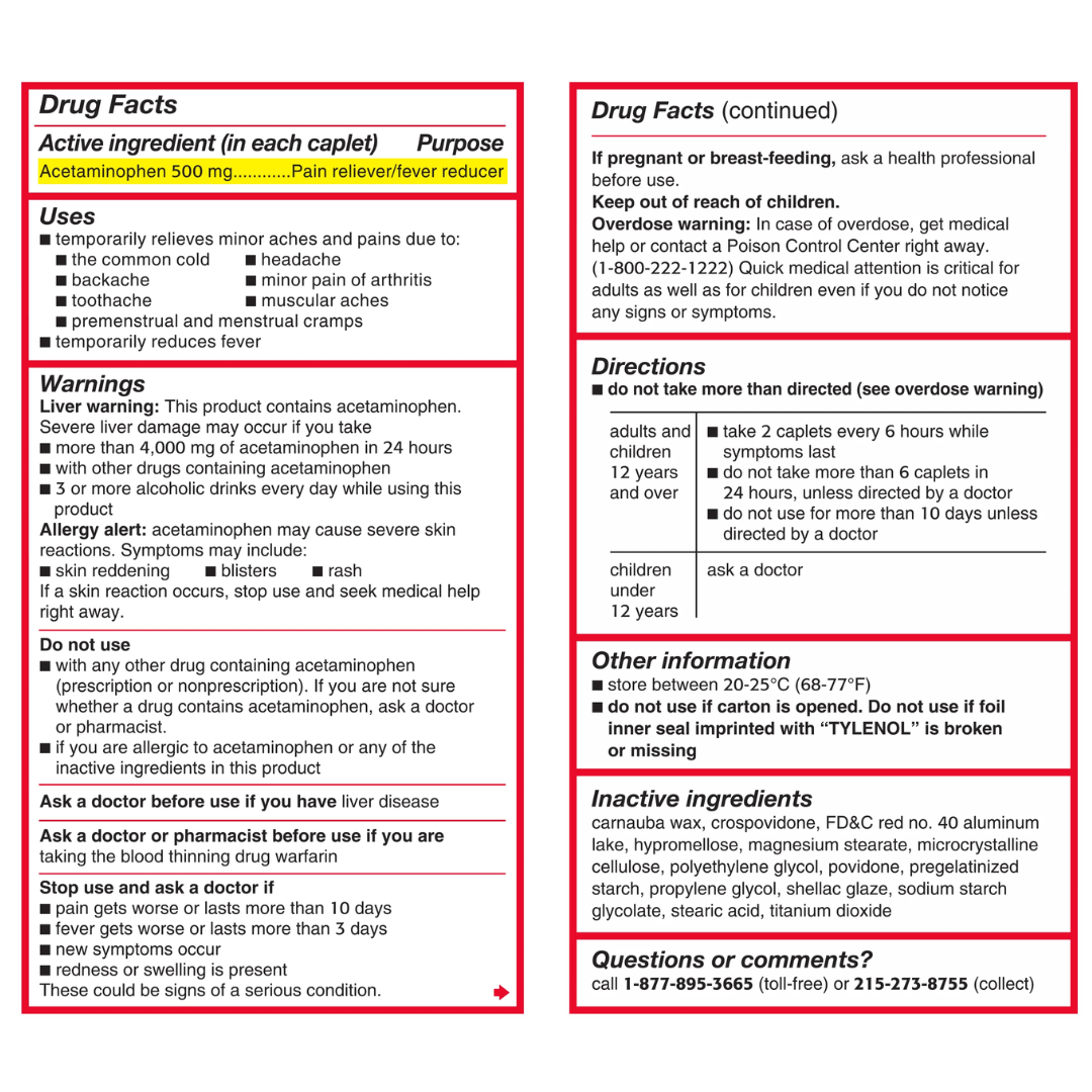 Picture of Tylenol Extra Strength 500 mg Acetaminophen - 24 Caplets