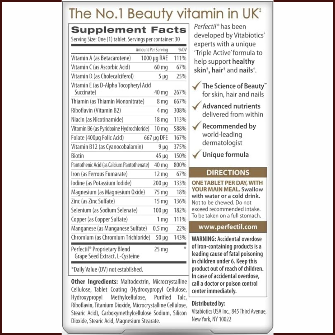 Picture of Vitabiotics Perfectil Original Skin, Hair, Nail - 30 Tablets