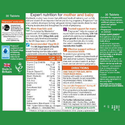 Picture of Vitabiotics Pregnacare Original - 30 Tablets