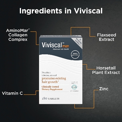 Picture of Viviscal Men's Hair Growth Supplements for Thicker Fuller Hair Clinically Proven Collagen Complex 180 Tablets 3 Month Supply