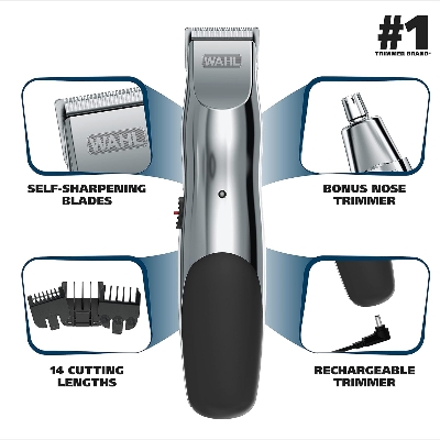Picture of Wahl Groomsman Rechargeable Beard Trimmer kit for Mustaches Nose Hair and Light Detailing and Grooming with Bonus Wet/Dry Battery Nose Trimmer