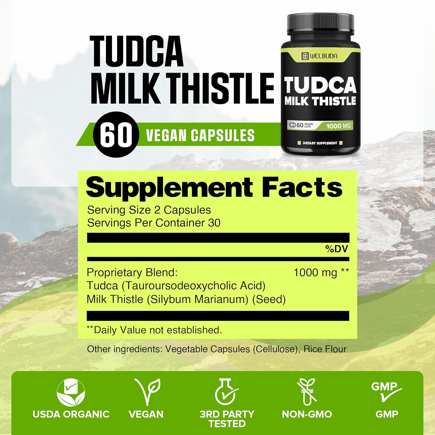 Picture of WELBUDA Tudca Milk Thistle 1000mg - 60 Vegan Capsules