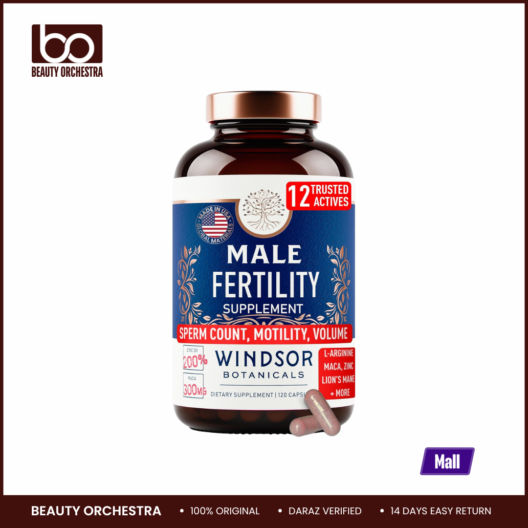 Picture of WINDSOR BOTANICALS Male Fertility Supplement with Mens Health Conception Fertility Prenatal Vitamins Plus Natural Extracts 120 Capsules