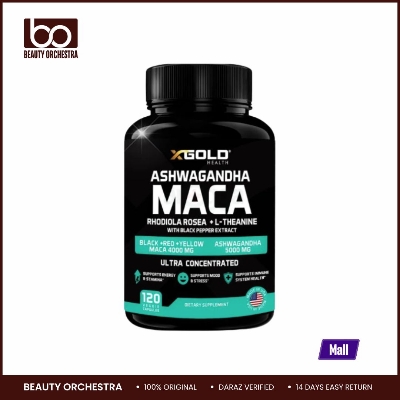 Picture of X Gold Ashwagandha 5,000mg + Maca Root Black, Red, Yellow 4,000mg, Rhodiola & L-Theanine: 30:1 Extract Ashwagandha Capsules, 20:1 Extract Maca Root Capsules - Supplement for Men and Women