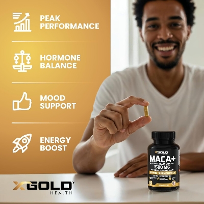 Picture of X Gold Health Organic Ma-ca Root 1500mg - 150 Veggie Capsules; Black, Red & Yellow Peruvian Maca Root Extract, Energy & Mood Supplement for Men & Women + Black Pepper for Best Benefits