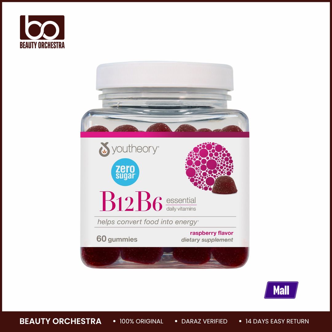 Picture of Youtheory B12 B6 - Vegan Vitamin B6 & Vitamin B12 - Offers Brain Health Energy & Immunity Support - 60 Gummies