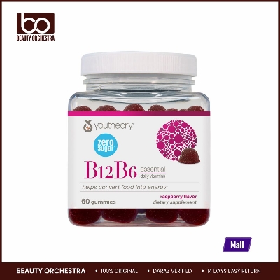 Picture of Youtheory B12 B6 - Vegan Vitamin B6 & Vitamin B12 - Offers Brain Health Energy & Immunity Support - 60 Gummies
