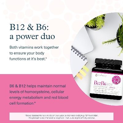 Picture of Youtheory B12 B6 - Vegan Vitamin B6 & Vitamin B12 - Offers Brain Health Energy & Immunity Support - 60 Gummies