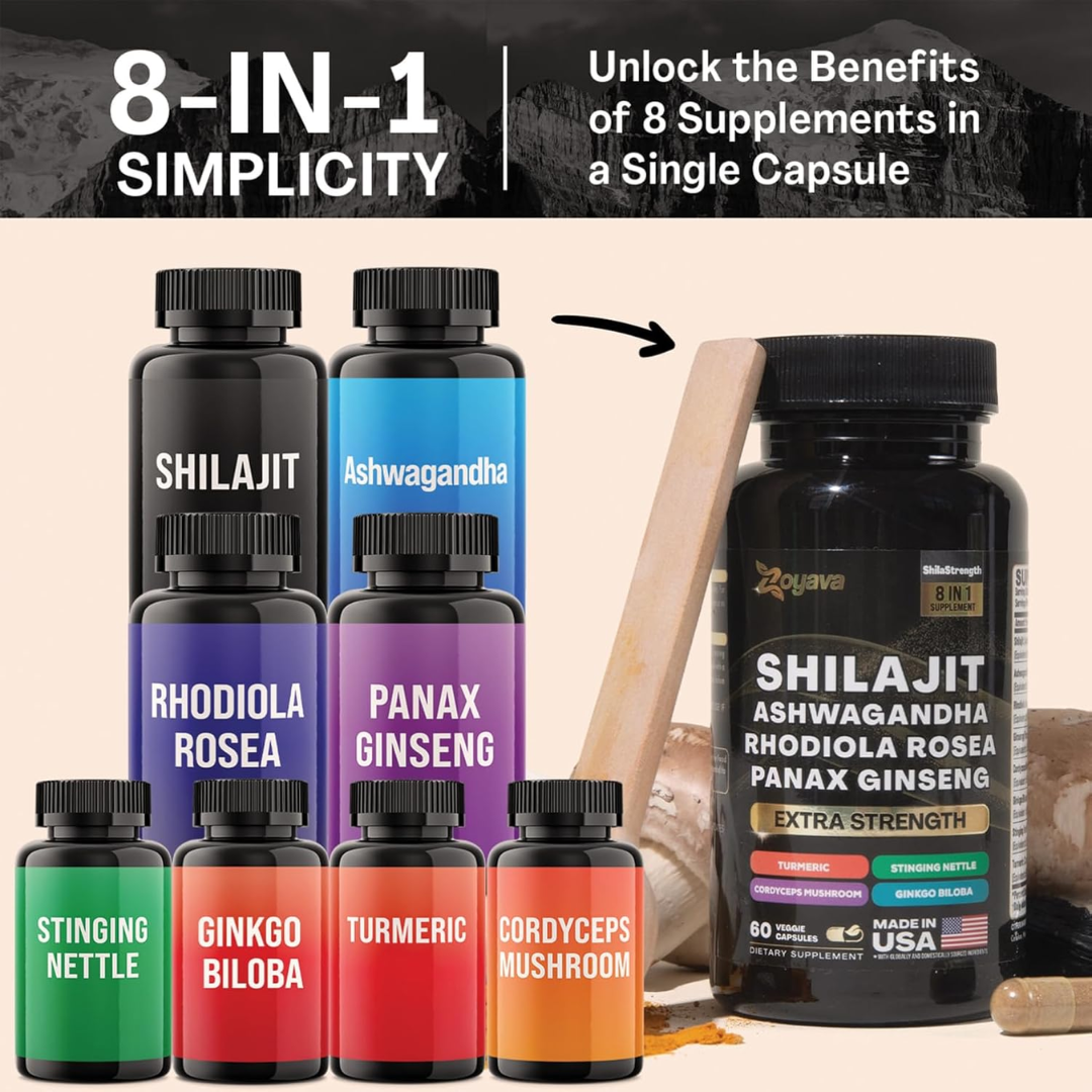 Picture of Zoyava Shilajit Ashwagandha Rhodiola Rosea Panax Ginseng – 60 Veggie capsules