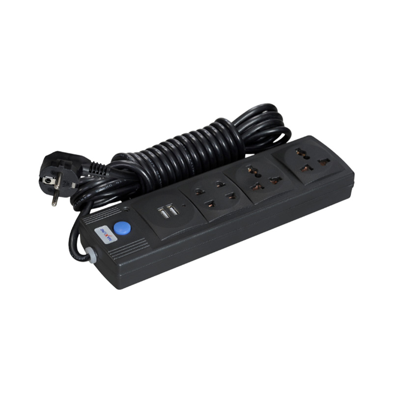 Picture of Maxline Dual USB Multiplug 4 Port Extension Socket Model- ML- 212 -5 Miter Wire , ( 16 Feet Cable)