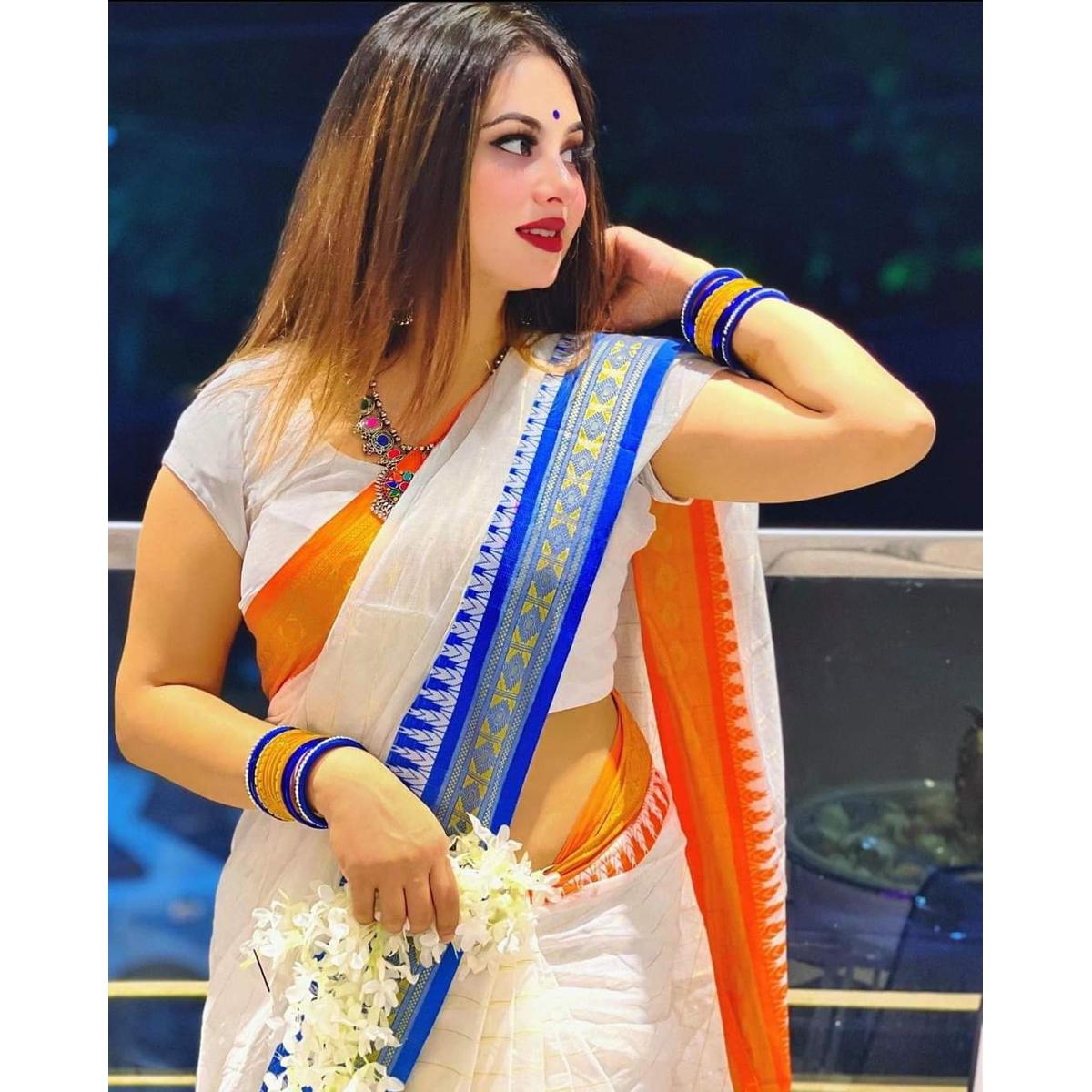 Picture of Multicolor Check Saree For Women With Running Blouse Peice