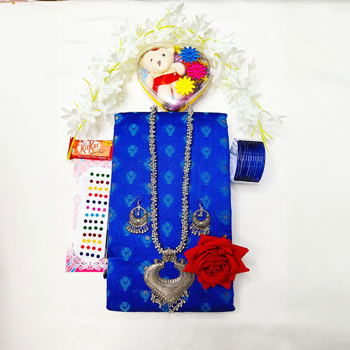 Picture of Nil Jamdani Saree Combo Gift Set for girls  - Sari