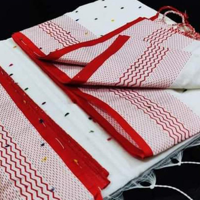 Picture of Puja Special Sari Combo Gift Set - Saree Necklace Earrings Bangles Mehedi Mirror Kitkat Tip Love Chocolate Box with Doll Rose Gazra Chirkut and More