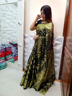 Picture of Tangail Katan Saree Combo Gift Set- Sari Churi Necklace Earrings Mirror Kitkat Mehedi Tip Golap Love Chocolate Box etc