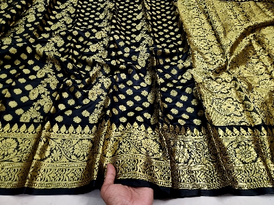 Picture of Tangail Katan Saree Combo Set for Women - Saree Churi Necklace Gazra Chocolate Mirror Etc