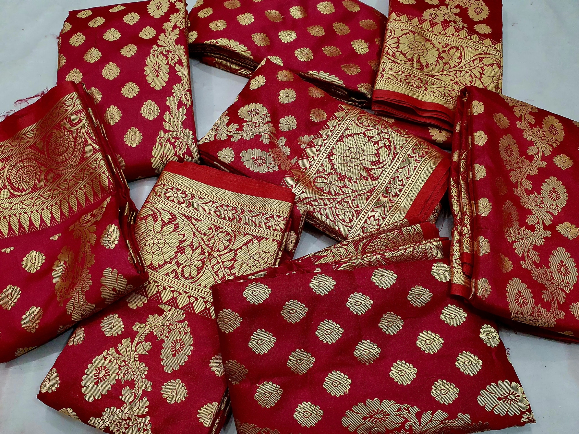 Picture of Tangail Katan Saree Combo Gift Set- Sari Churi Necklace Earrings Mirror Chocolate Mehedi Tip Golap Love Chocolate Box etc