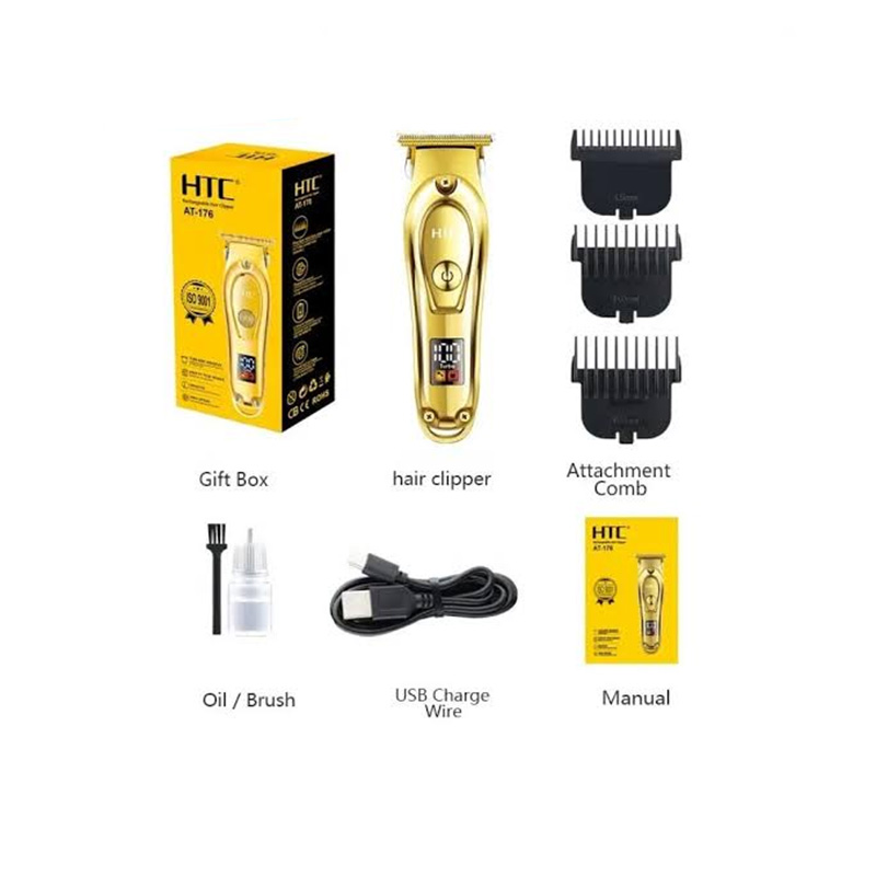 Picture of HTC AT-176 Fully Golden Metal Body Rechargeable Hair Clipper