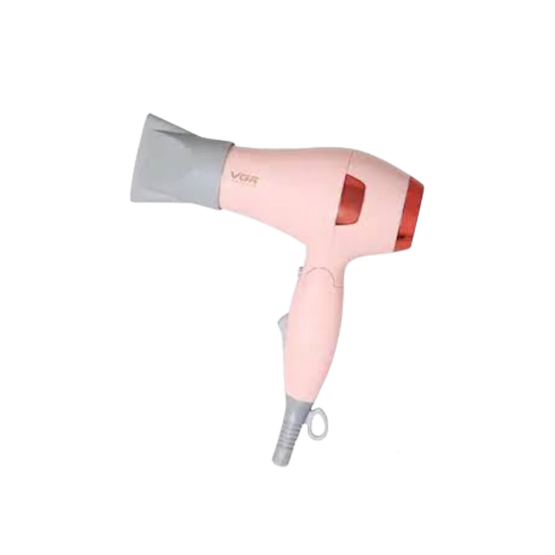 Picture of VGR V-432 Professional 1000 Watts Foldable Hair Dryer for Women & Men, Overheating Protection Technology,2 Speed settings, Independent Cool Shot, Detachable Nozzles,1.8 m Cable (Pink) 1 Year Warranty