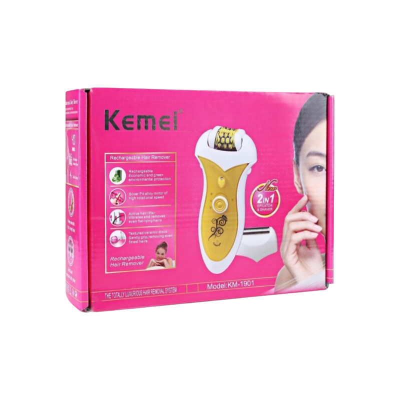 Picture of kemei lady epilator with shaving head KM-1901 electric epilator 2 in 1 electric shaver rechargeable hair remover body shaver