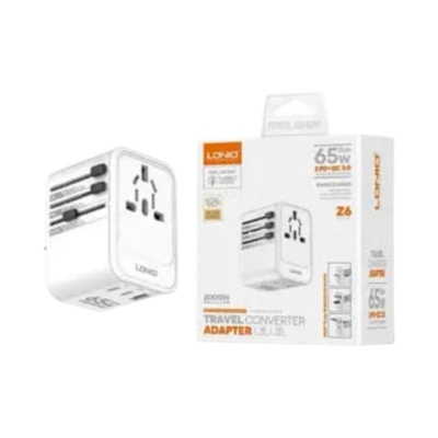 Picture of Ldnio Z6 65W 3 USB Ports GaN Universal Travel Adapter - White