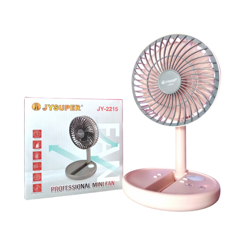 Picture of Jy Super JY-2215 Professional Rechargeable Portable Mini Table Fan Strong Wind 180 Degrees foldable- AC/DC