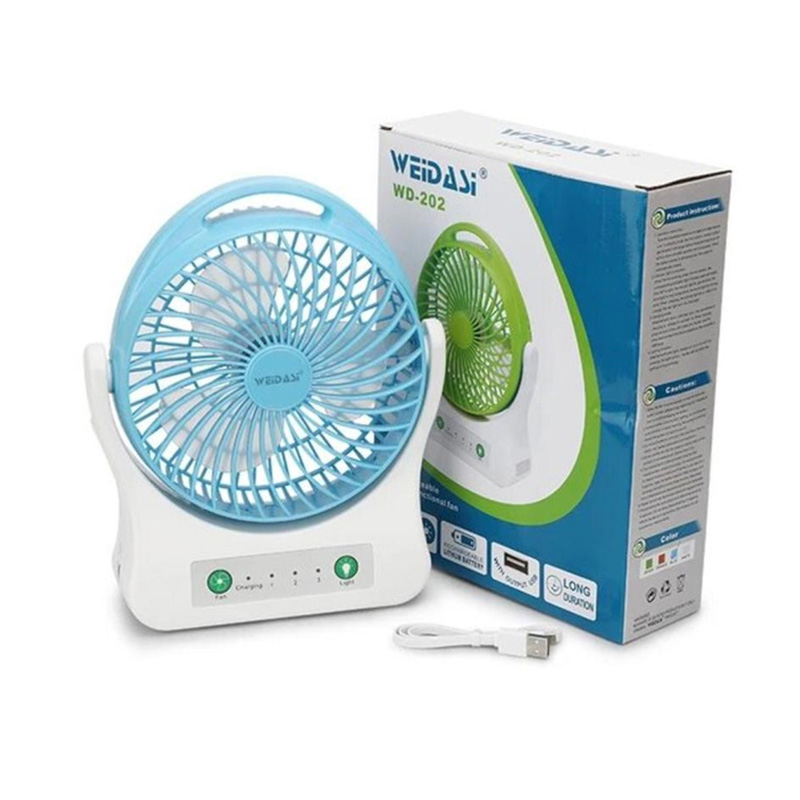 Picture of WEIDASI WD-202 Rechargeable 2400mAh Battery Strong Wind Portable Desk Fan With LED Lamp
