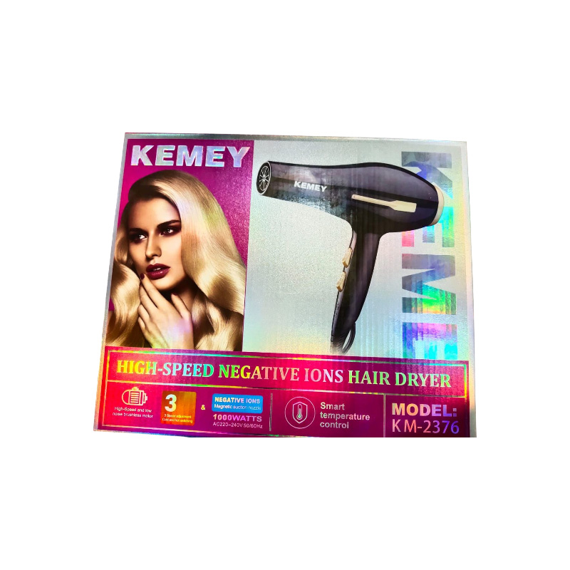 Picture of Kemey KM- 2376 1000W ( 2 in 1 ) Powerful-Professional-Heavy-Duty-Hair- Dryer-for-Unisex - Black