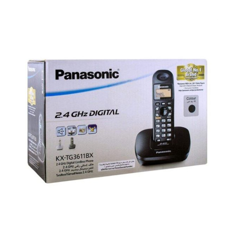 Picture of Panasonic Cord less Telephone Set for Land Line, PABX or Intercom KX-TG 3611BX, Panasonic Telephone- Black