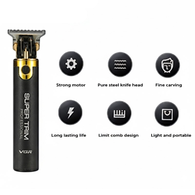 Picture of VGR 080 Electric Cordless Hairdresser,( Rechargeable Beauty Kit T-blade Close Trimmer for men with 0 mm bald hair clipper)