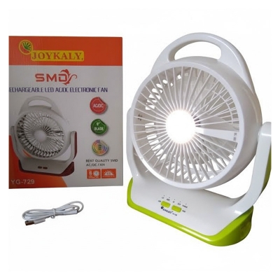 Picture of JOYKALY YG-729 Portable Rechargeable LED Light AC/AD Electronic Fan with 8" inches High Speed Blade
