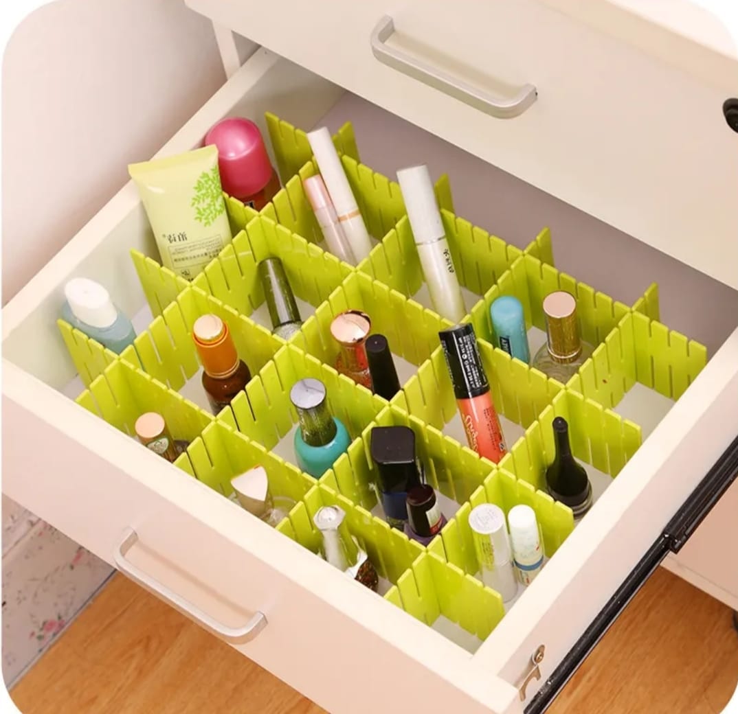 Picture of Adjustable Plastic Grid Drawer Organizer Multi-Purpose Drawer Storage Divider Adjustable Cabinet Storage Divider (6pcs)