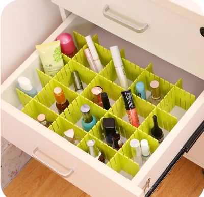 Picture of Adjustable Plastic Grid Drawer Organizer Multi-Purpose Drawer Storage Divider Adjustable Cabinet Storage Divider (6pcs)