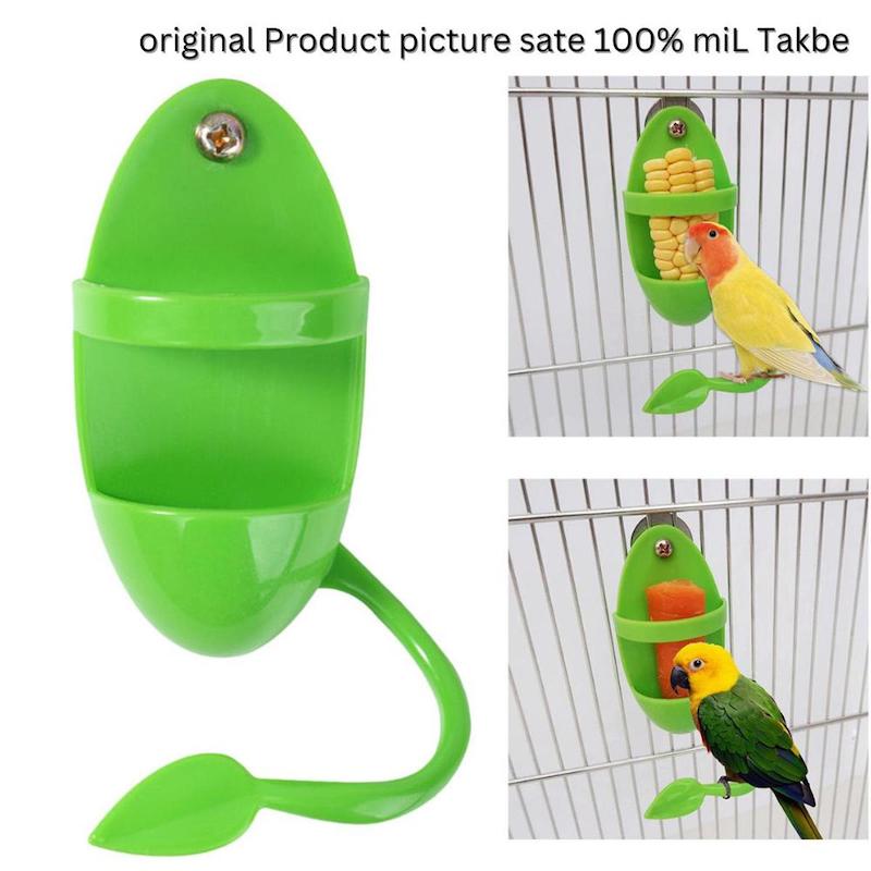 Picture of Parrot Bird Feeder Cuttlefish Bone Food Rack Bird Toy Parrot Supplies-green 11*5.5cm