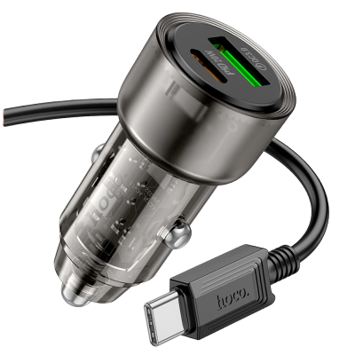 Picture of Hoco Z52 38 W Car Charger | USB‑C PD 20 W + USB‑A QC 18 W | Compact 59×28 mm, 21 g | Dual-Port Fast Charge | Overcurrent & Overvoltage Protection | Universal Compatibility