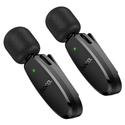 Picture of Hoco L15 Crystal iP + Type‑C Dual‑Mic Lavalier Wireless Microphone | 360° HD Pickup | 6 h Battery | 15 ms Low‑Latency | USB‑C Charging & Phone‑Charge | Noise‑Reduction DSP