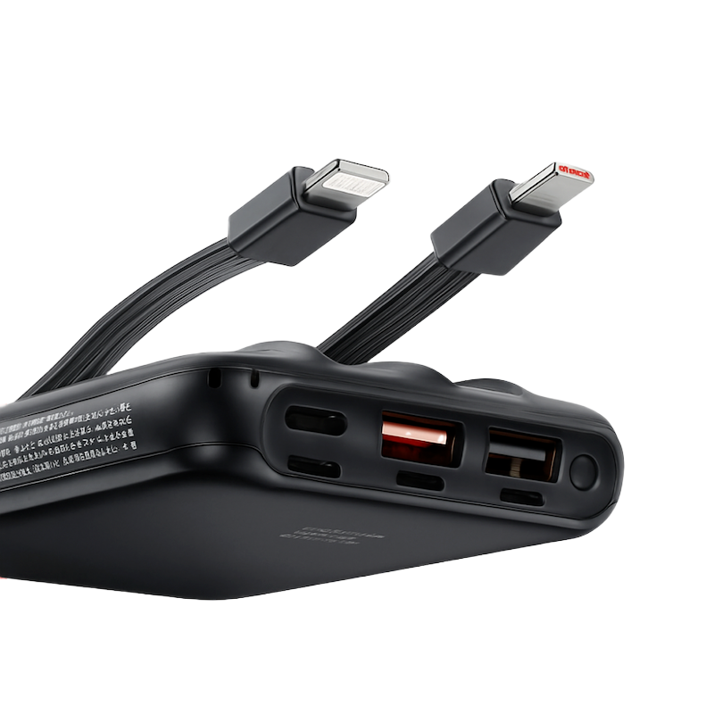 Picture of Tranyoo T‑K16 | 10,000 mAh Power Bank 22.5 W Fast Charge | Built‑in USB‑C & Lightning Cables | Digital LED Display, Ultra‑Slim, Multiple Device Charging