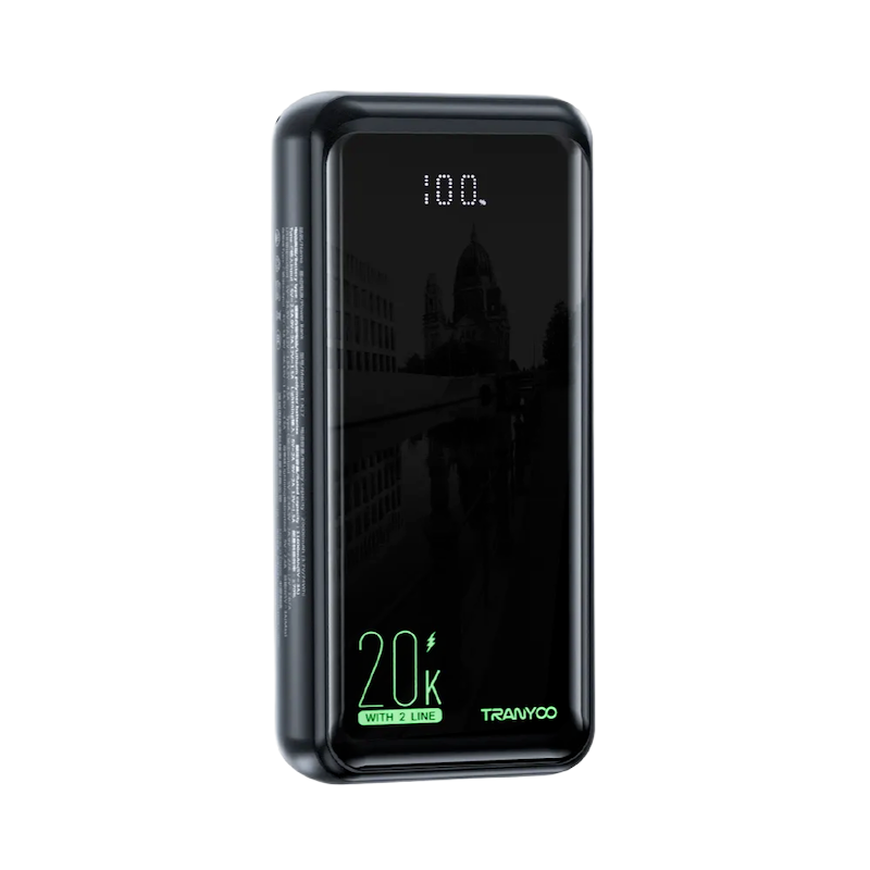Picture of Tranyoo | T-K17 | 20000mAh Power Bank | 22.5W Fast Charging | Built-in Type-C & Lightning Cables | LED Display | Dual USB Output | Portable Charger for Android & iPhone