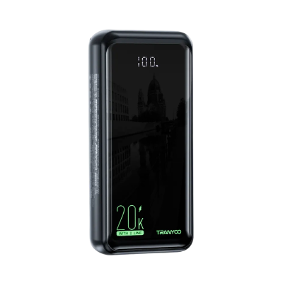 Picture of Tranyoo | T-K17 | 20000mAh Power Bank | 22.5W Fast Charging | Built-in Type-C & Lightning Cables | LED Display | Dual USB Output | Portable Charger for Android & iPhone