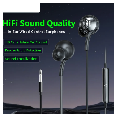 Picture of Tranyoo | T‑R18 Wired In‑Ear Earphones | 3.5 mm Jack, Built‑in Mic, Stereo Sound, Comfortable Fit | Hands‑Free Calling, Deep Bass, Noise Isolation