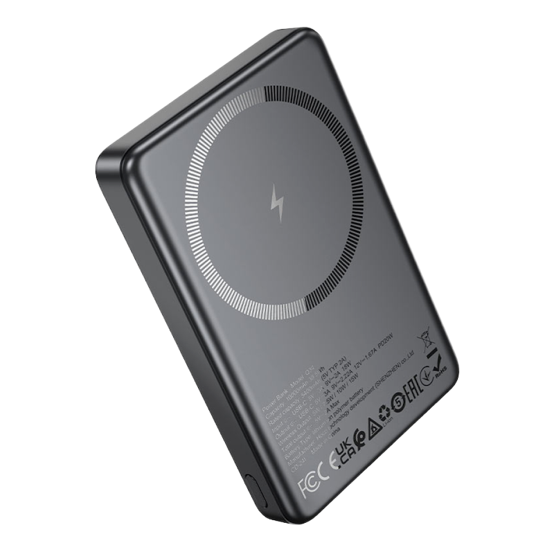 Picture of HOCO | Q34 Clever 10000mAh Magnetic Wireless Power Bank | PD 20W USB-C + 15W/10W/7.5W/5W Wireless | USB-C 18W Input | LED Digital Display | Aluminum Alloy Body | For Android & iPhone
