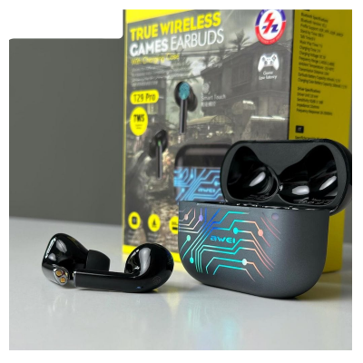 Picture of Awei | T29 Pro TWS Wireless Earbuds | Bluetooth 5.2 (AB1562F) | Up to 8h Playtime, 500mAh Charging Case | Type-C Fast Charging, RGB Gaming Case, Low-Latency Mode | For Android & iPhone