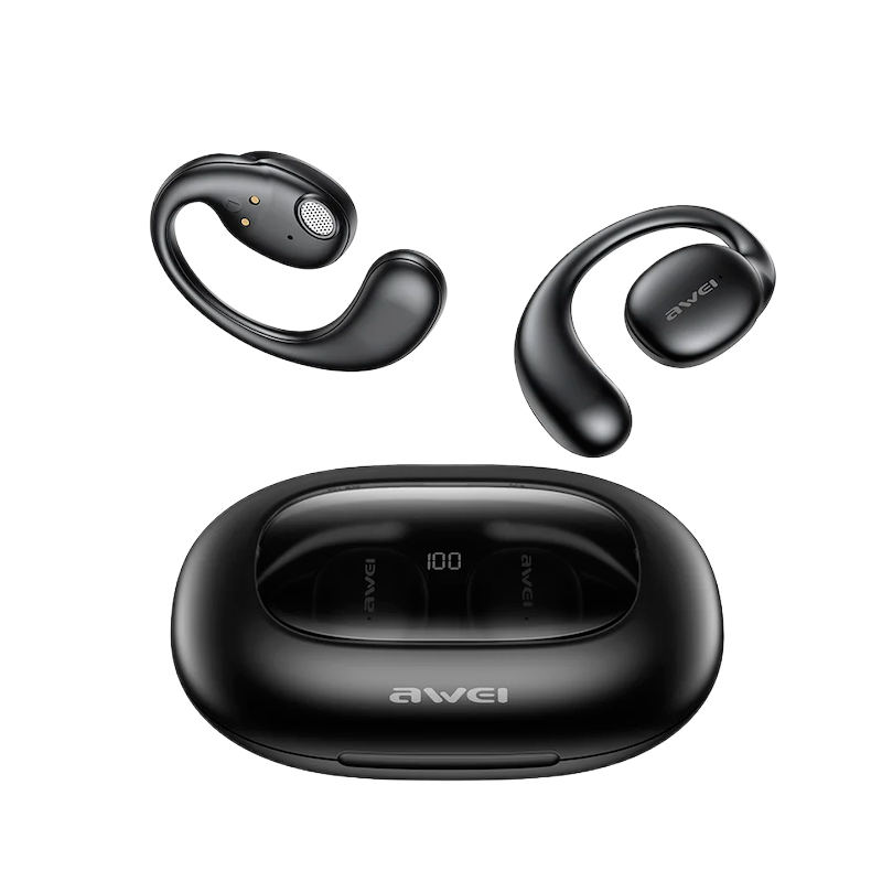 Picture of Awei | T80 Air OWS Open-Ear Wireless Earbuds | Bluetooth 5.3 (Jieli AD6973D4) | 10h Play, 9h Talk | 16mm Driver | 450mAh Case, 110mAh Buds | IPX6, Type-C, LED Display | For Android & iPhone.