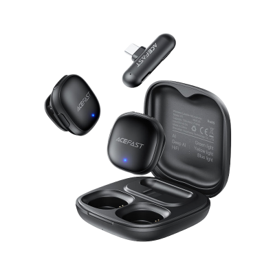 Picture of ACEFAST | R1 Wireless Lavalier Microphone (2 Mics + 1 Receiver) | USB-C | 48kHz/24-bit, AI Noise Reduction | 50m Range, 25ms Low Latency | 8h Mics + 48h Case | For Android & iPhone 15/16