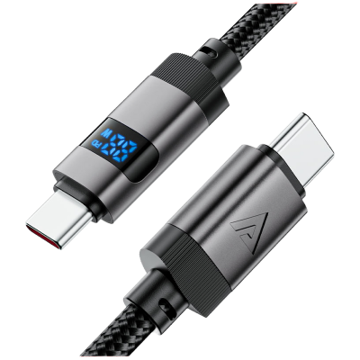 Picture of ACEFAST | C15-03 60W USB-C to USB-C Cable with LED Power Display | 1.2m Nylon-Braided, Zinc-Alloy Ends | 3A Fast Charging, USB 2.0 480Mb/s Data | For Android, iPad, MacBook & Type-C Devices.