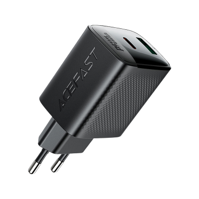Picture of ACEFAST | A106 | 45W GaN Fast Wall Charger | Dual Port USB-C (PD/PPS 45W) + USB-A (22.5W) | 100–240V EU Plug | Multi-Protocol PD3.0/QC4+ | Flame-Retardant PC | Compact Fast Charger for Android, iPhone 15 & iPad
