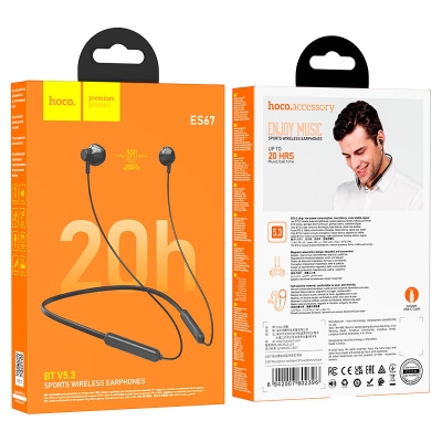 Picture of Hoco ES67 Perception Neckband Bluetooth 5.3 Earphones | 20 Hrs Playback | Magnetic Silicone Neckband | 14 mm Drivers | Type‑C Fast Charging | Built‑in Mic | IPX5 Sweatproof | Lightweight & Tangle‑Free
